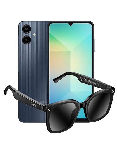 Samsung Galaxy A06 (2024) 4GB 64GB 4G Dual Sim - Black (Brand New) + Hoco Wireless Audio Sunglasses (DI87) (Bundle Deal)