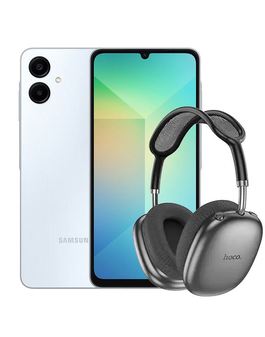 Samsung Galaxy A06 (2024) 4GB 64GB 4G Dual Sim - Light Blue (Brand New) + Bluetooth Headset W55 Plus (Bundle Deal)
