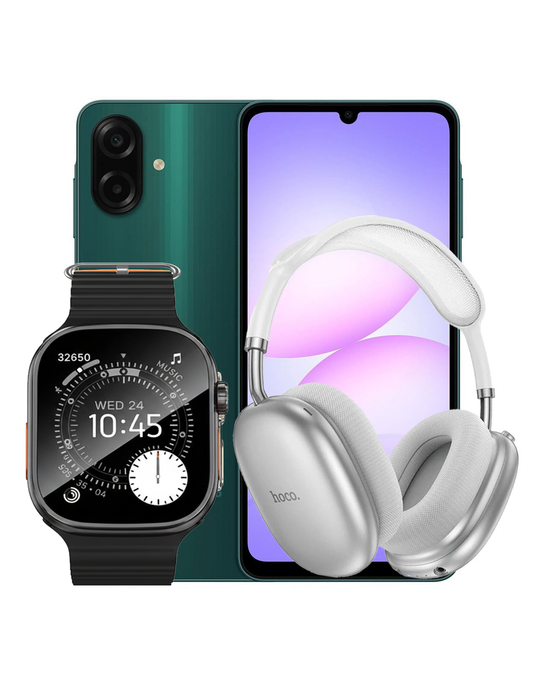 Samsung Galaxy A07 4GB 128GB 4G - Green (Brand New) + Bluetooth Headset (W55 PLUS) + Smart Watch (Y42 Ultra) (Bundle Deal)