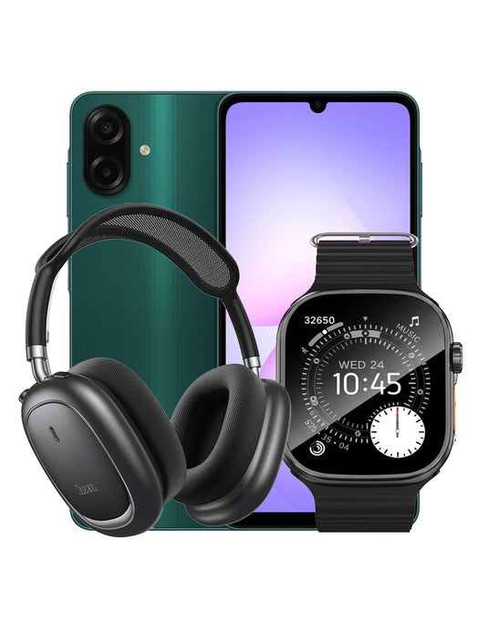 Samsung Galaxy A07 (2025) 4GB 64GB 4G Dual Sim - Green (Brand New) + Smart Watch (Y42 Ultra) + Bluetooth Headset (W68) (Bundle Deal)