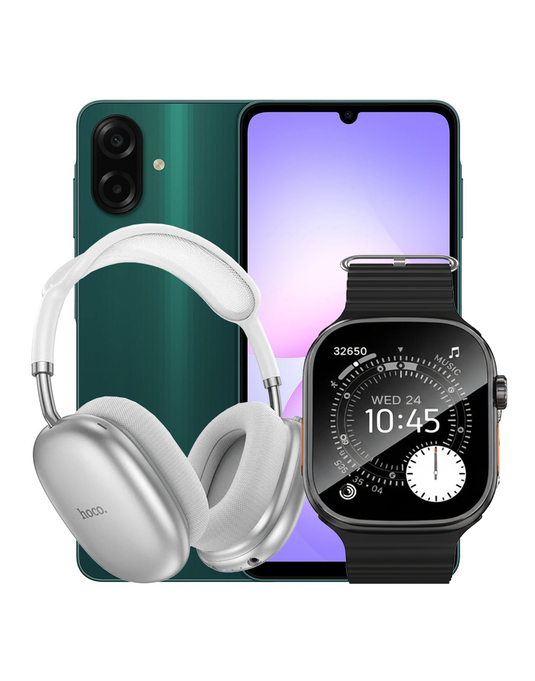 Samsung Galaxy A07 (2025) 4GB 64GB 4G Dual Sim - Green (Brand New) + Smart Watch (Y23 Ultra) + Bluetooth Headset (W55 Plus) (Bundle Deal)