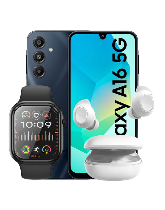 Samsung Galaxy A16 (2024) 4GB 128GB 5G (Brand New) + Hoco Smart Watch (Y23) + Galaxy Buds FE R400 (Bundle Deal)