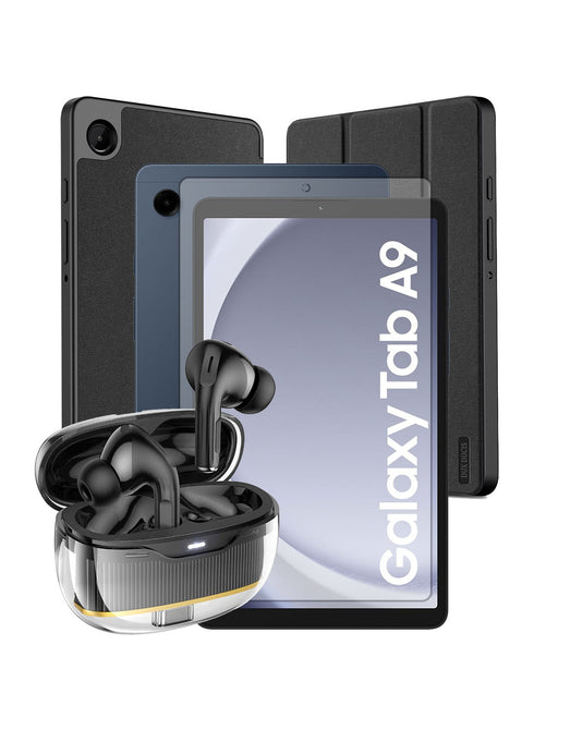 Samsung Galaxy Tab A9 (2023) 8.7-inch 4GB 64GB Wifi + Cellular 4G - Navy (Brand New) + TWS Bluetooth Earbuds (EW54) + 8.7-inch Case + Tempered Glass (Bundle Deal)