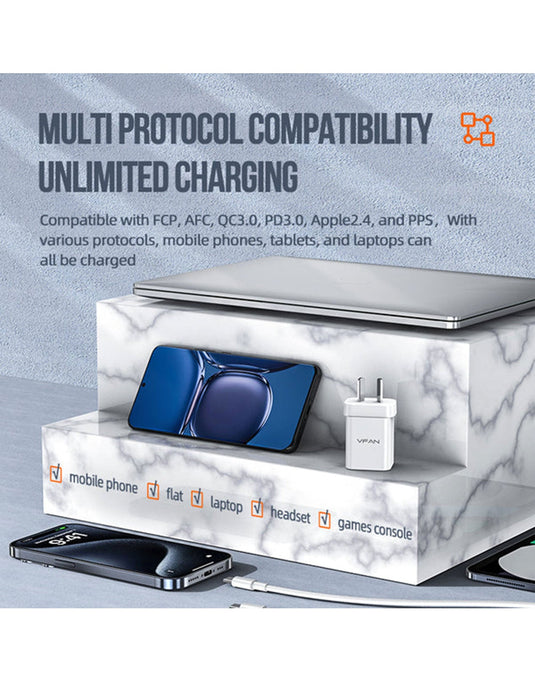 VFan Ultra Fast Charger USB-C & USB-A 35W (AU8)