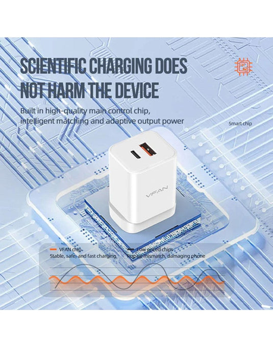 VFan Ultra Fast Charger USB-C & USB-A 35W (AU8)