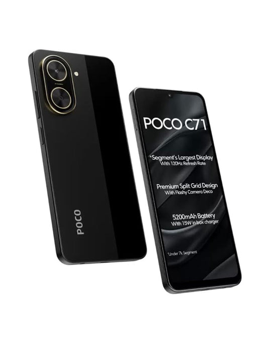 Xiaomi Poco C71 3GB 64GB 4G Dual Sim Smartphone - Black (Brand New) + Free TPU Clear Case