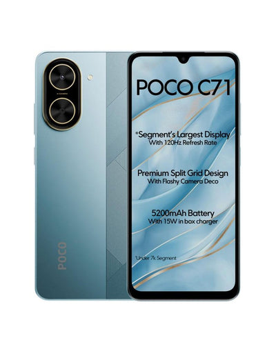 Xiaomi Poco C71 3GB 64GB 4G Dual Sim Smartphone (Brand New) + Free TPU Clear Case - Blue