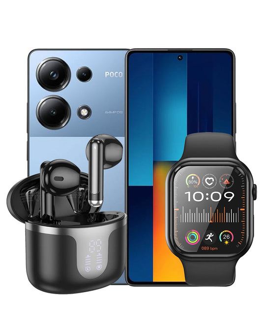 Xiaomi Poco M6 Pro 12GB 512GB 4G Dual Sim Smart Phone (Brand New) + Smart Watch (Y23) + TWS Earbuds (EQ7) (Bundle Deal)