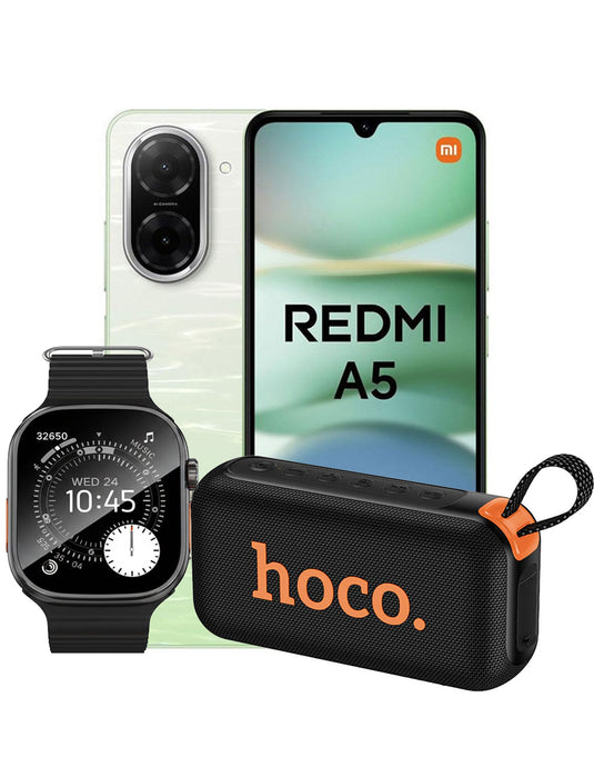 Xiaomi Redmi A5 3GB 64GB 4G Dual Sim + TPU Case - Lake Green (Brand New) + Bluetooth Speaker (HC32) + Smart Watch (Y23 Ultra) (Bundle Deal)