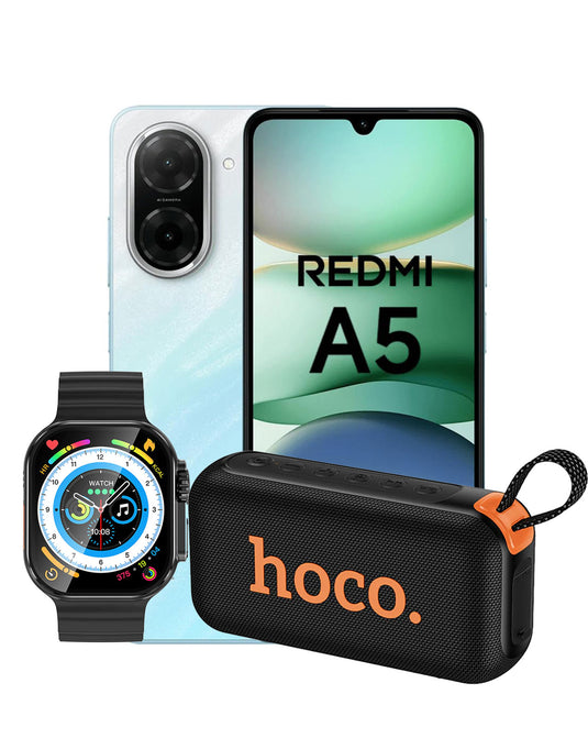 Xiaomi Redmi A5 3GB 64GB 4G Dual Sim + TPU Case - Ocean Blue (Brand New) + Bluetooth Speaker (HC32) + Smart Watch (Y23 Ultra) (Bundle Deal)