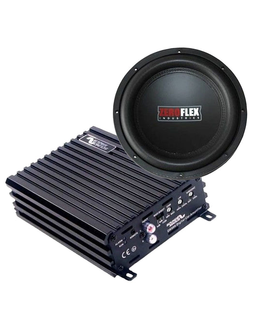 Zeroflex ZFX124 12-inch 350RMS 2ohm Slim Car Subwoofer + Free DK600 Class D AMP