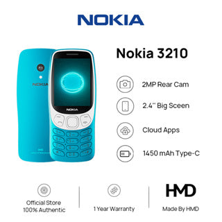 Nokia 3210 Mobile Phone - 2.4"   LCD Screen - Cortex A71 GHz Processor - 64 MB RAM - 4G - Scuba Blue